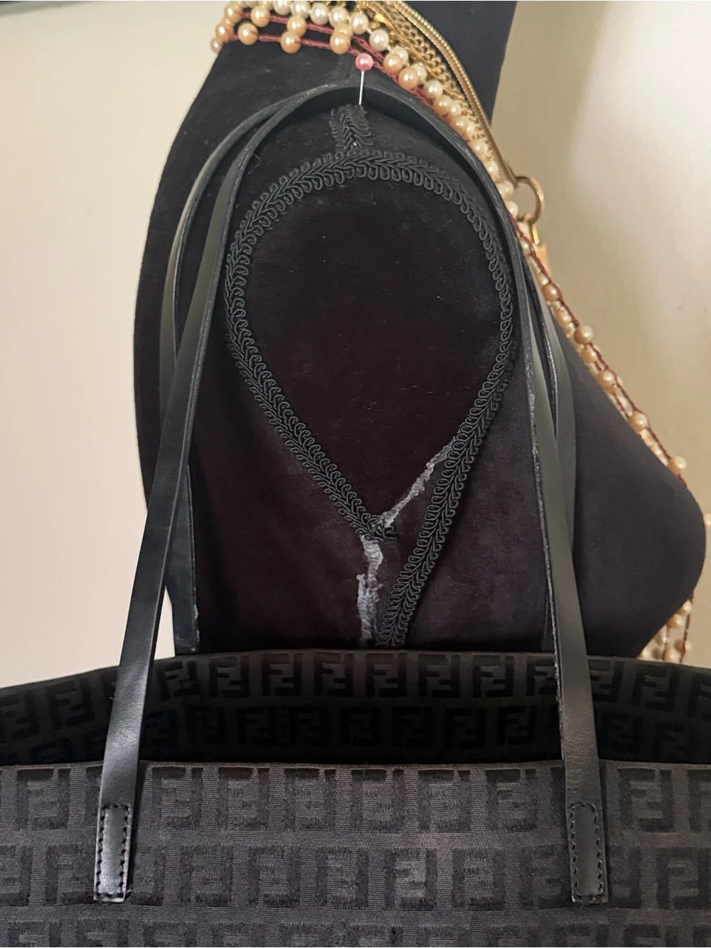 Fendi Black Jacquard Logo Tote
